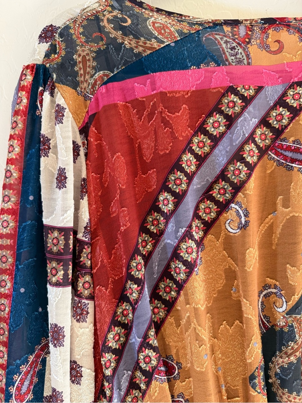 Reba, large, multicolored bohemian patchwork midi dress - Picture 9 of 16